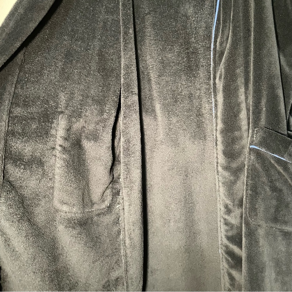 Polo Ralph Lauren Plush Velour Bath Robe Black Men's O/S Belted Pockets - Picture 6 of 12